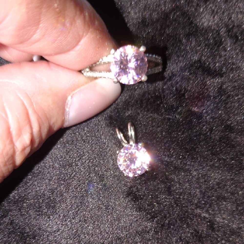 Elegant Silver and Pink Jewelry Set